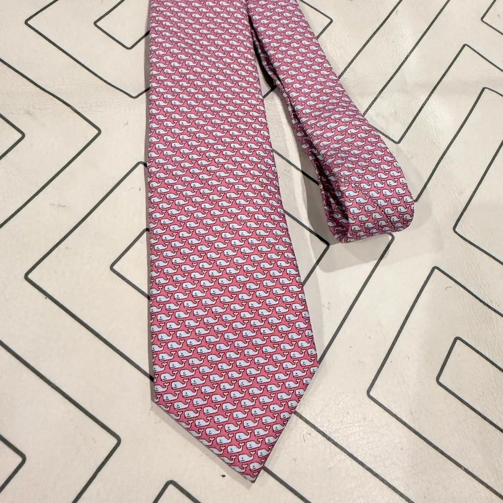 Vineyard Vines Pink Whale Silk Tie